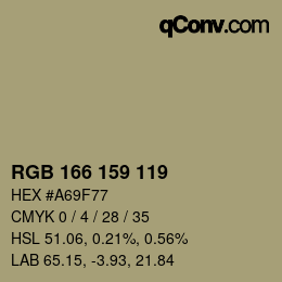 颜色代码: RGB 166 159 119 | qconv.com