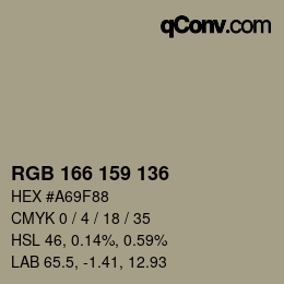 カラーコード: RGB 166 159 136 | qconv.com