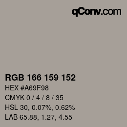 Color code: RGB 166 159 152 | qconv.com