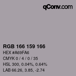 Color code: RGB 166 159 166 | qconv.com