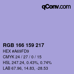 Color code: RGB 166 159 217 | qconv.com