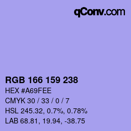 カラーコード: RGB 166 159 238 | qconv.com