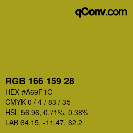カラーコード: RGB 166 159 28 | qconv.com