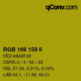 Color code: RGB 166 159 8 | qconv.com
