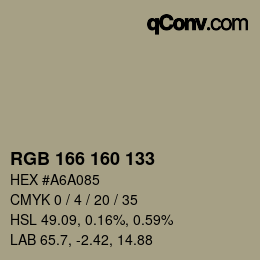 カラーコード: RGB 166 160 133 | qconv.com