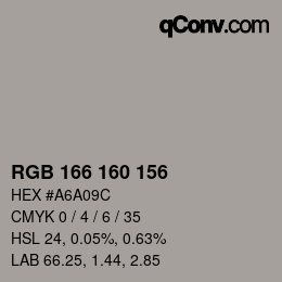 颜色代码: RGB 166 160 156 | qconv.com