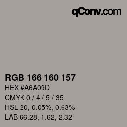 カラーコード: RGB 166 160 157 | qconv.com