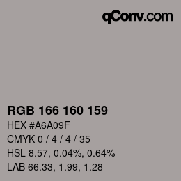 Color code: RGB 166 160 159 | qconv.com