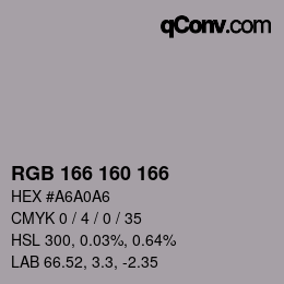 Color code: RGB 166 160 166 | qconv.com