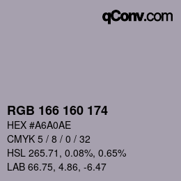 颜色代码: RGB 166 160 174 | qconv.com