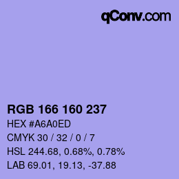 Color code: RGB 166 160 237 | qconv.com
