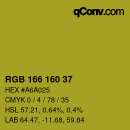 Color code: RGB 166 160 37 | qconv.com