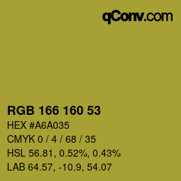 Color code: RGB 166 160 53 | qconv.com