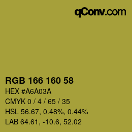 Color code: RGB 166 160 58 | qconv.com