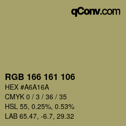Color code: RGB 166 161 106 | qconv.com