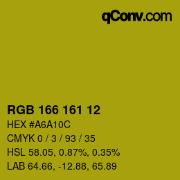 Color code: RGB 166 161 12 | qconv.com