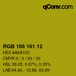 Color code: RGB 166 161 12 | qconv.com