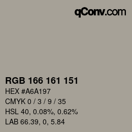 カラーコード: RGB 166 161 151 | qconv.com