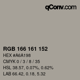 Color code: RGB 166 161 152 | qconv.com