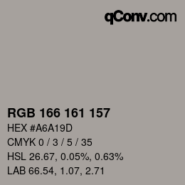 Farbcode: RGB 166 161 157 | qconv.com