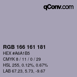 颜色代码: RGB 166 161 181 | qconv.com