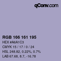 Color code: RGB 166 161 195 | qconv.com