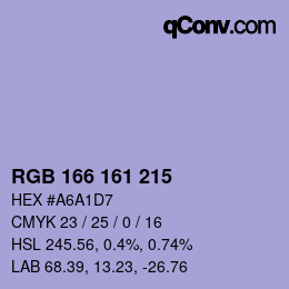 カラーコード: RGB 166 161 215 | qconv.com