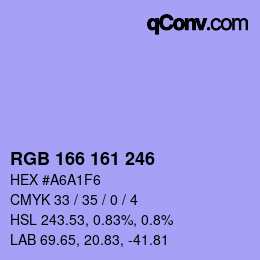 カラーコード: RGB 166 161 246 | qconv.com