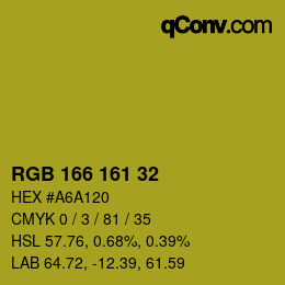 Color code: RGB 166 161 32 | qconv.com