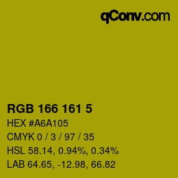 Color code: RGB 166 161 5 | qconv.com