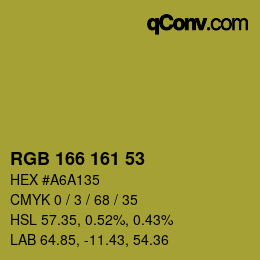 Color code: RGB 166 161 53 | qconv.com