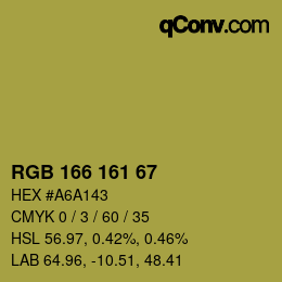 Color code: RGB 166 161 67 | qconv.com