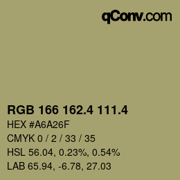 カラーコード: RGB 166 162.4 111.4 | qconv.com