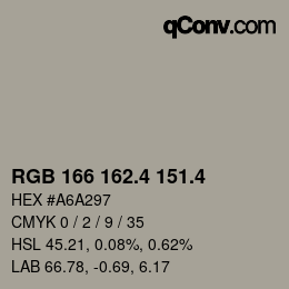 カラーコード: RGB 166 162.4 151.4 | qconv.com