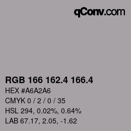 カラーコード: RGB 166 162.4 166.4 | qconv.com
