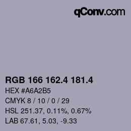カラーコード: RGB 166 162.4 181.4 | qconv.com