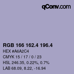 カラーコード: RGB 166 162.4 196.4 | qconv.com