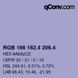 カラーコード: RGB 166 162.4 206.4 | qconv.com