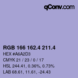 カラーコード: RGB 166 162.4 211.4 | qconv.com