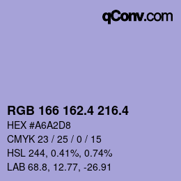 カラーコード: RGB 166 162.4 216.4 | qconv.com