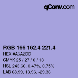 カラーコード: RGB 166 162.4 221.4 | qconv.com
