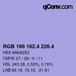 カラーコード: RGB 166 162.4 226.4 | qconv.com