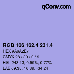 カラーコード: RGB 166 162.4 231.4 | qconv.com