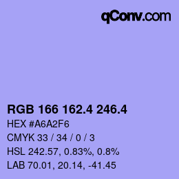 カラーコード: RGB 166 162.4 246.4 | qconv.com