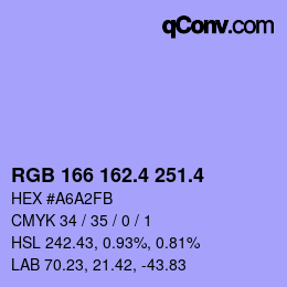 カラーコード: RGB 166 162.4 251.4 | qconv.com
