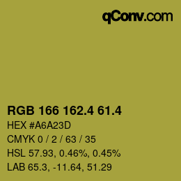 カラーコード: RGB 166 162.4 61.4 | qconv.com