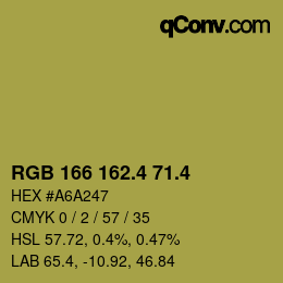 カラーコード: RGB 166 162.4 71.4 | qconv.com