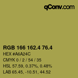 カラーコード: RGB 166 162.4 76.4 | qconv.com
