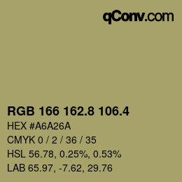 カラーコード: RGB 166 162.8 106.4 | qconv.com