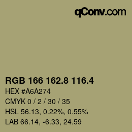 カラーコード: RGB 166 162.8 116.4 | qconv.com